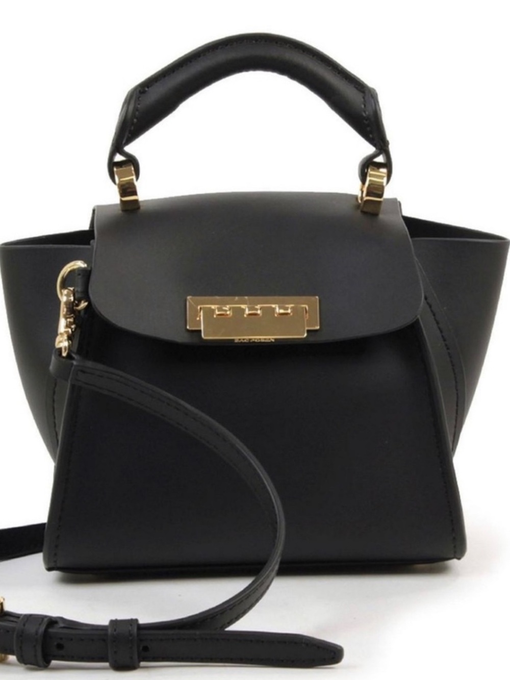 Zac Posen Black Satchel with Gold-Tone Hardware